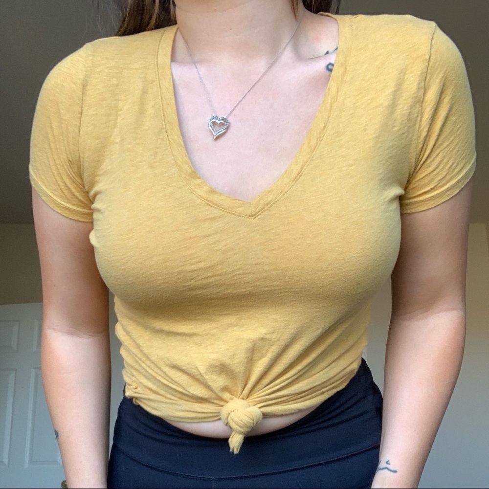 Mustard Yellow V-Neck Tee